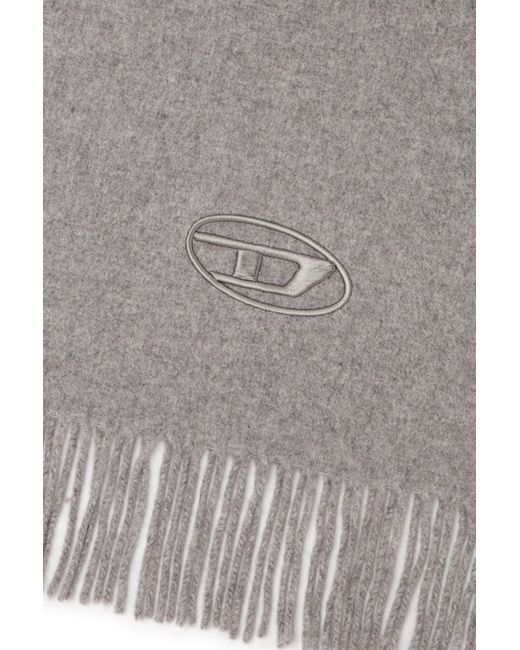 DIESEL Gray Wool-Blend Scarf With Fringed Edges