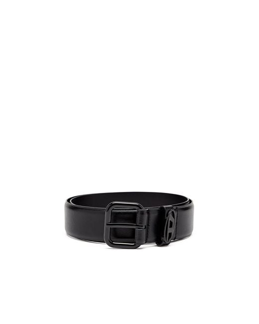 DIESEL Black 3.9Cm Logo-Plaque Embellished Leather Belt