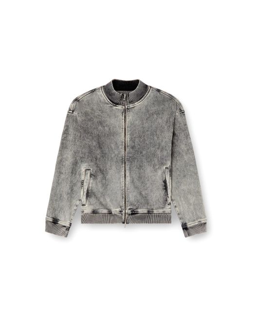 DIESEL Gray Track Denim Zip-Up Sweater With Oval D