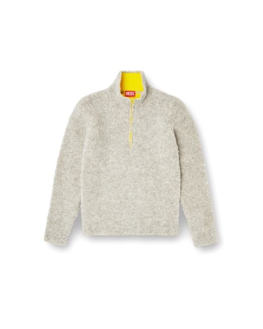 メンズ DIESEL Half-Zip Jumper With Contrast Interior Natural