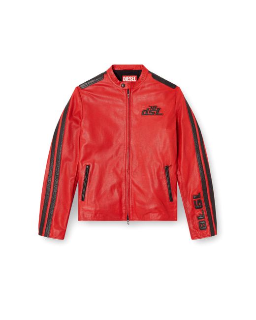 DIESEL Pop レザージャケット Red