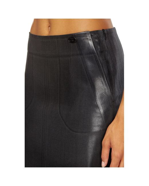 DIESEL Black Pinstripe Skirt With Coated Front