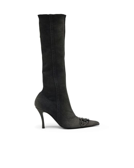 DIESEL Black D-venus-knee-high Boots In Stretch Denim