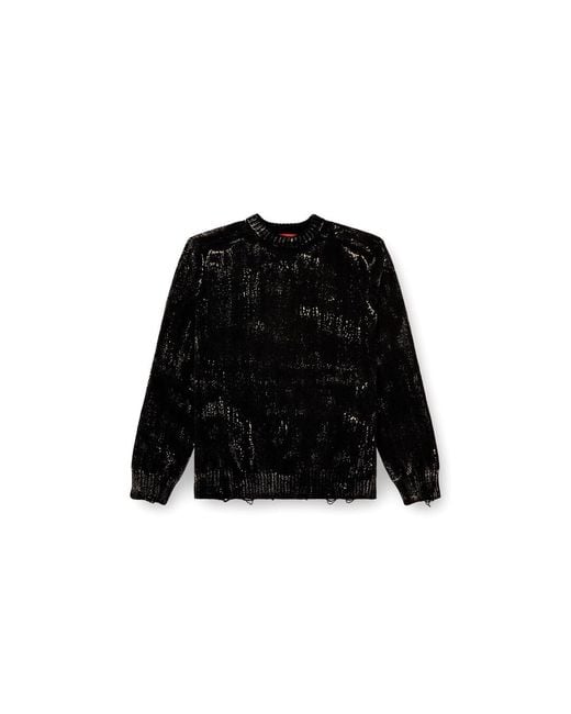 DIESEL Black Distressed Jumper for men