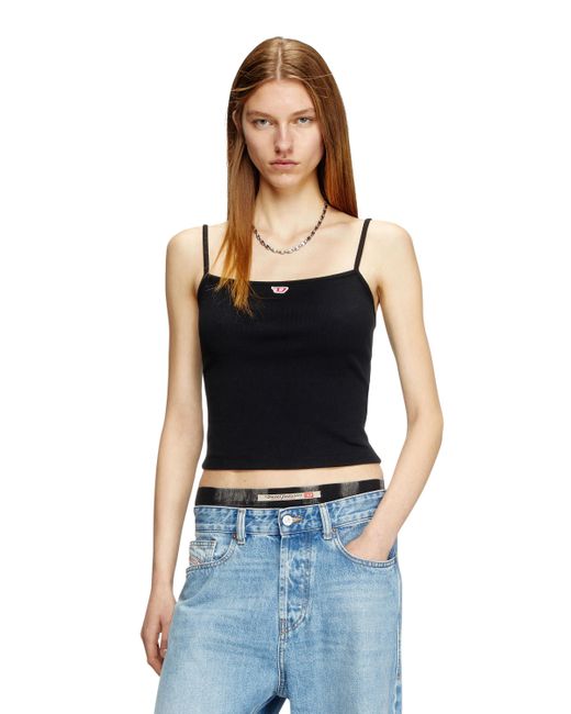DIESEL Black Cropped Tank With D Logo