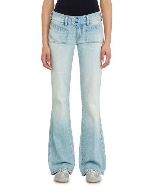 DIESEL Blue Bootcut Jeans Low Waist D-Hush, Light, Zip Fly