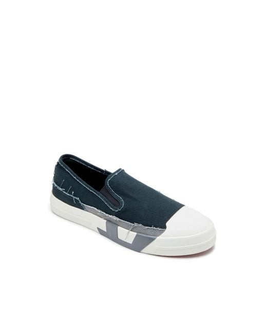 DIESEL Blue S-d-verse-slip-on Sneakers In Frayed Canvas for men