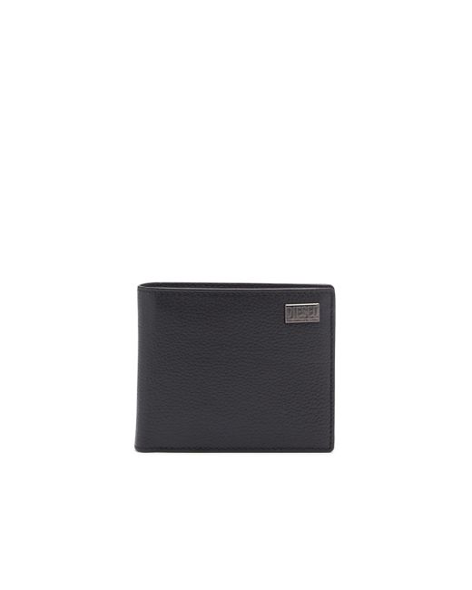 DIESEL Black Bi-fold Wallet In Textured Leather for men