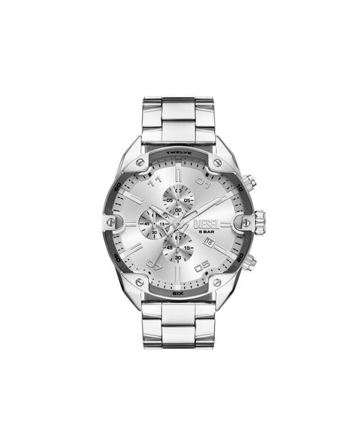 DIESEL Metallic Spiked Chronograph Stainless Steel Watch for men