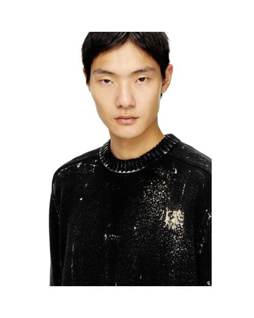 DIESEL Black Distressed Jumper for men