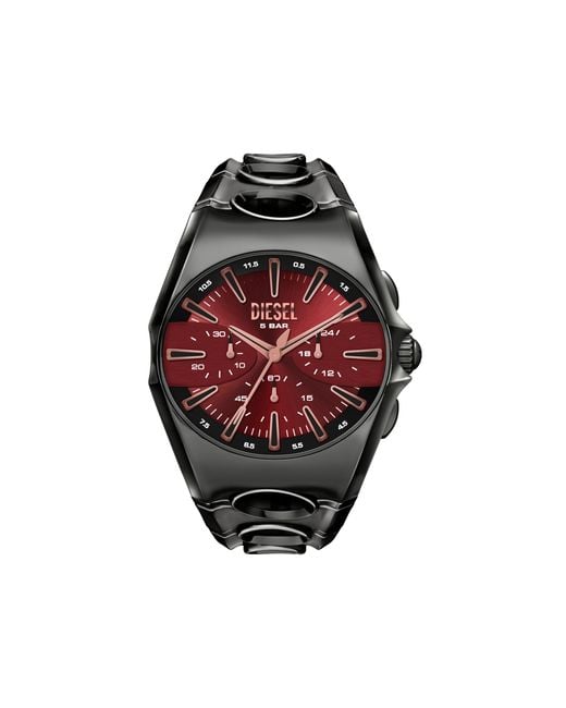 DIESEL Red D-Curve Gunmetal Stainless Steel Watch for men