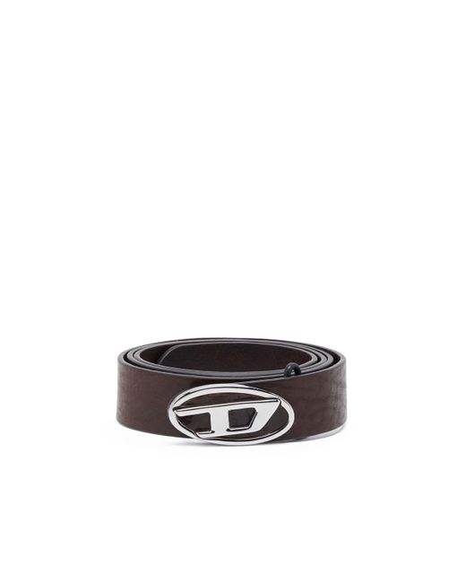 DIESEL Brown Reversible Leather Belt With Oval D Logo for men