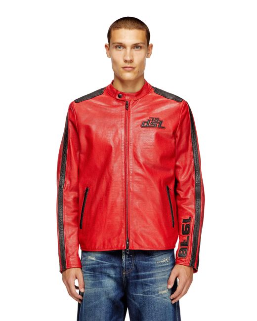 DIESEL Pop レザージャケット Red
