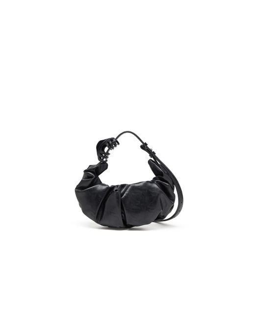DIESEL Black Grab-d S-small Scrunched Hobo Bag In Shiny Pu