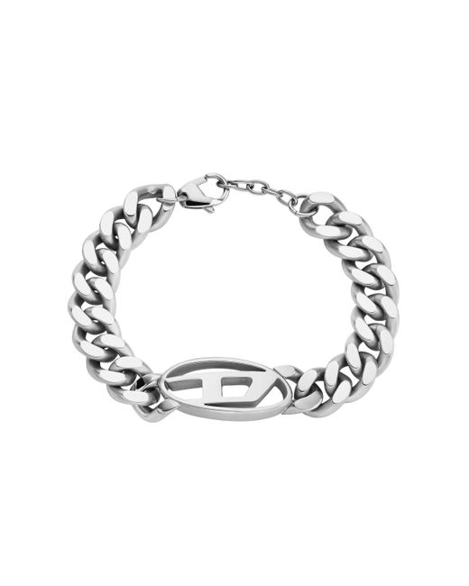 Pulsera De Cadena De Acero Inoxidable Con Logotipo Oval D DIESEL de hombre de color Metallic