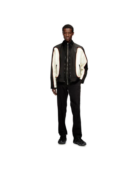 DIESEL Black Nylon Jacket With Color Block And Piping Details for men