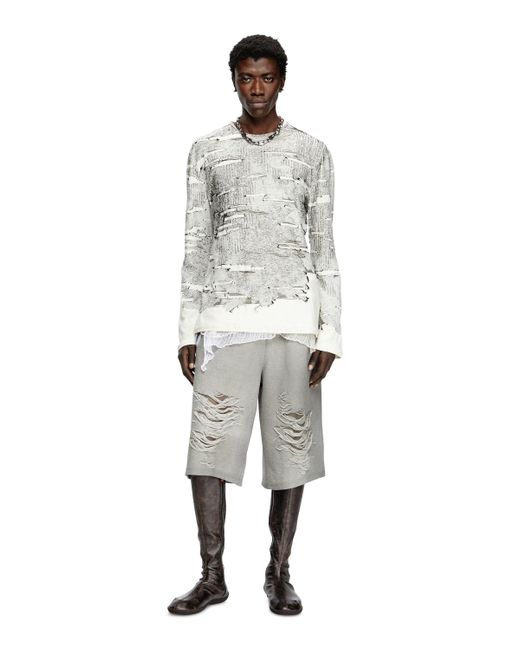 メンズ DIESEL Shorts With Distressed Knees Gray