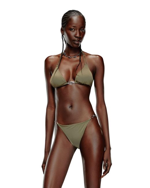 DIESEL Metallic Bikini Top With Oval D Plaque