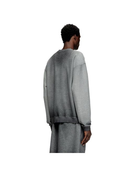 DIESEL Gray Faded Sweatshirt With Devoré Phoenix Logo for men