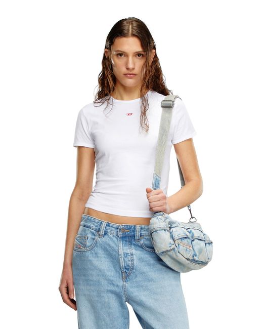 DIESEL White T-shirt With Embroidered D Patch