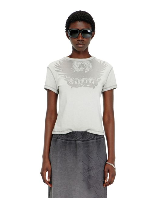 DIESEL Gray Fleece Midi Skirt With Dévoré Print