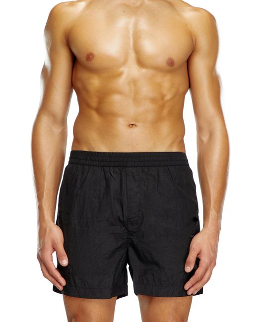 DIESEL Black Nylon Board Shorts for men