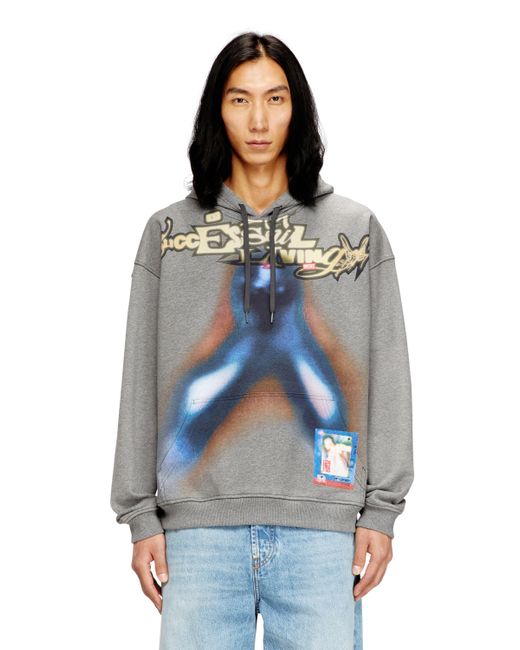 DIESEL Baumwoll-Hoodie Mit Digitaldruck in Blue für Herren