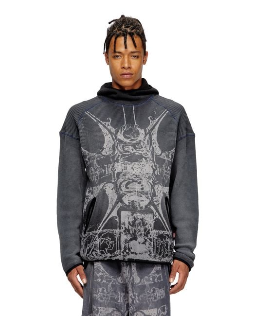 Sudadera Con Capucha Desteñida Y Estampado Gráfico DIESEL de hombre de color Gray