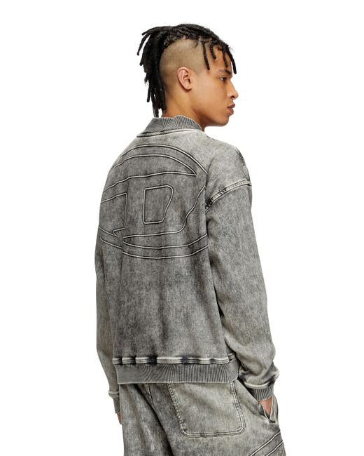 DIESEL Gray Track Denim Zip-Up Sweater With Oval D