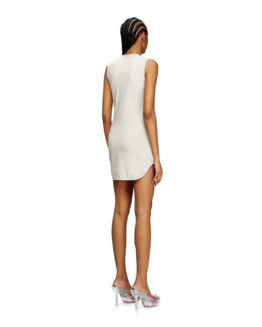 DIESEL White Minikleid Mit Trompe L'Ail-Halskette