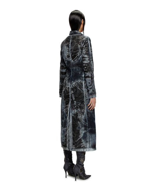 Manteau en denim à fines rayures DIESEL en coloris Black