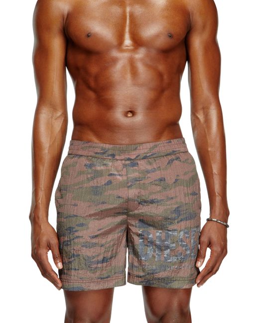 DIESEL Brown Mid-Length Swim Shorts for men