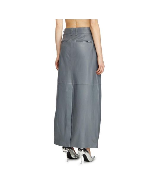 DIESEL Gray Long Leather Skirt