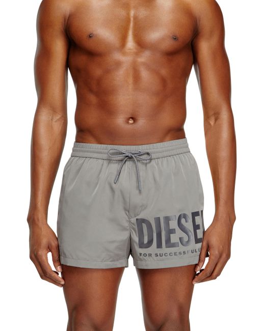DIESEL Blue Swim Shorts With Logo Print for men