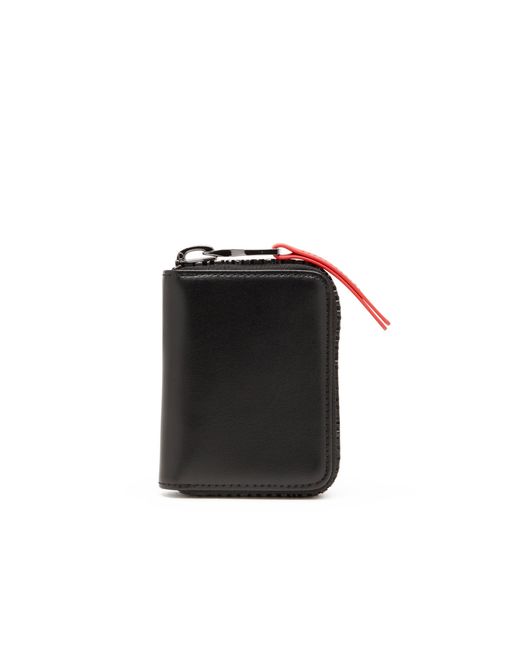 DIESEL Black Leather Key Holder With Logo Zip for men