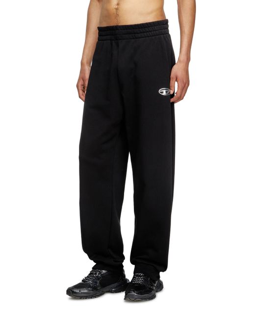 DIESEL Black Sweatpants With Metal-Effect Oval D Logo for men