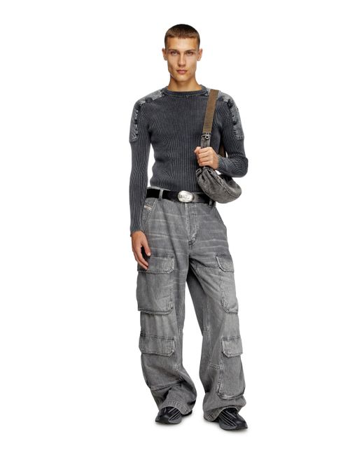 DIESEL Gray Jumper With Contrast Shoulder Panels for men