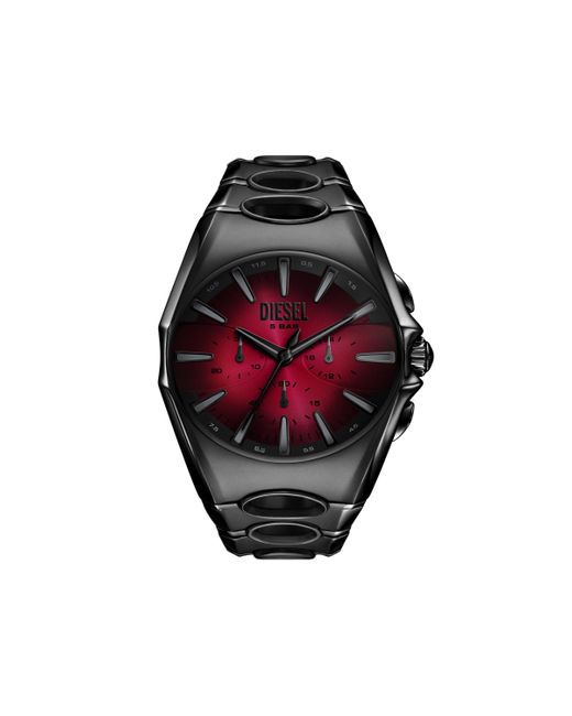 DIESEL Red D-curve Black Stainless Steel Watch for men