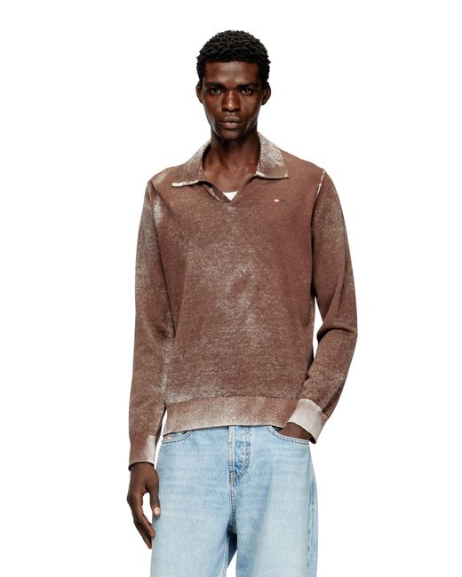 DIESEL Polopullover Mit Verblasstem Rückseitendruck in Brown für Herren