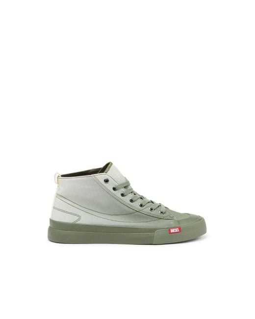 DIESEL Green S-athos Mid-high-top Sneakers In Faded Canvas for men