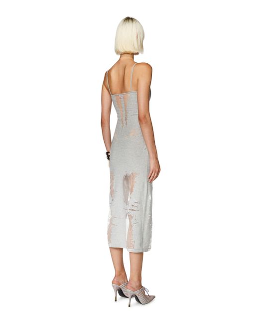 DIESEL White Jersey Dress With See-through Effect