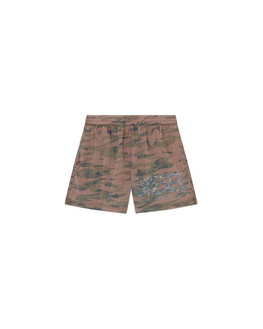 DIESEL Brown Mid-Length Swim Shorts for men