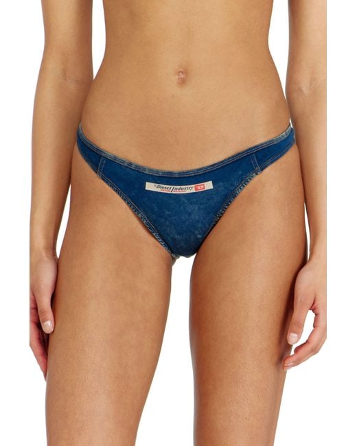 DIESEL Blue Cotton Brazilian Briefs With Denim Effect