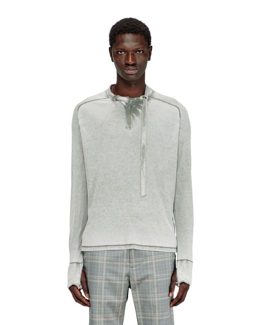 DIESEL Gray Rib-Jersey Top With Biker Neck Strap for men