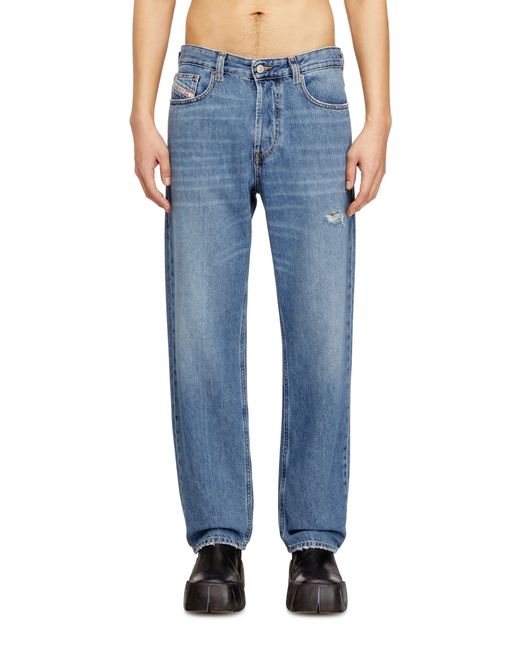 DIESEL Blue Regular Jeans Regular Waist 2024 D-Macs, Light, Button Fly for men