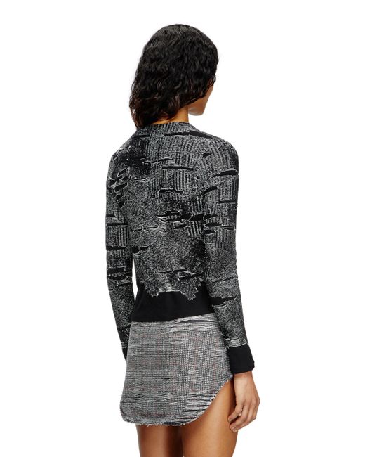 DIESEL Cardigan With Engineered Distressing Black