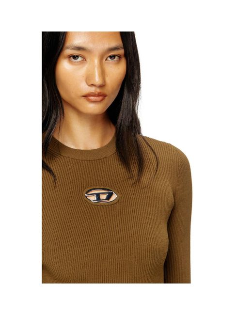 DIESEL Multicolor Rib-Knit Viscose-Blend Top With Oval D