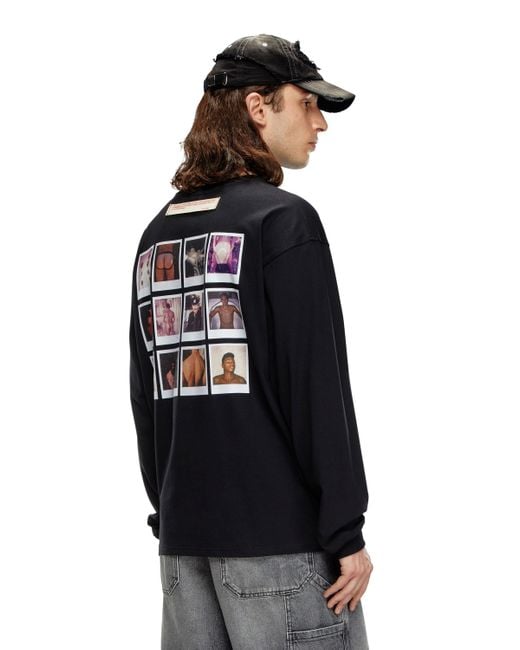 DIESEL Black Long-Sleeve T-Shirt With Polaroid Patches