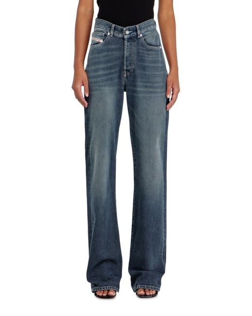 DIESEL Blue Regular Jeans High Waist 1971 D-Sent, Dark, Button Fly