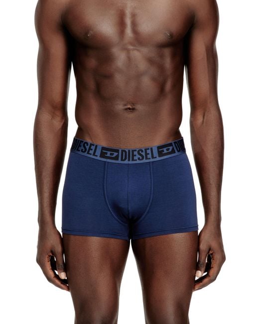 DIESEL Blue Three-Pack Of Stretch Cotton Boxer Briefs With Tonal Waistband for men